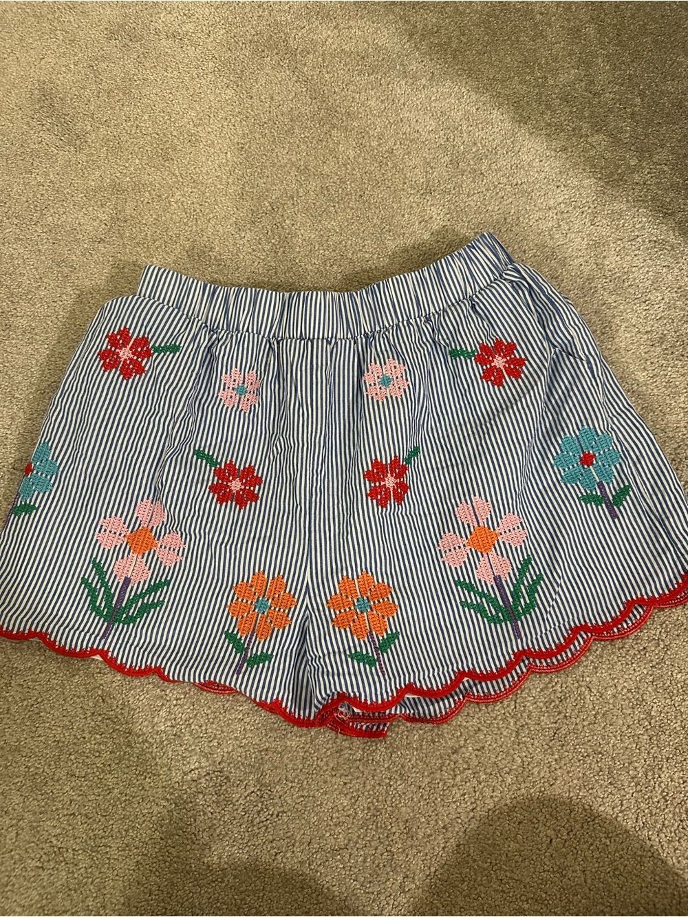 J.Marie Hunter Floral Embroidered Shorts Girls Size 14 EUC